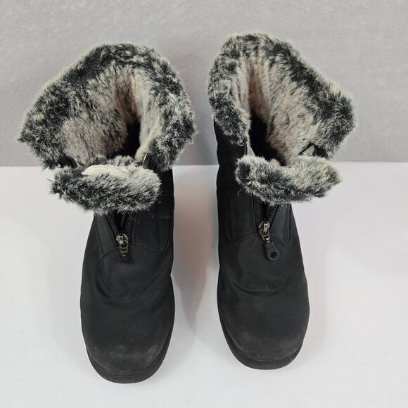 Women's Black Mid-Calf Fur Lined Zipper Boots - Medium - Picture 4 of 10